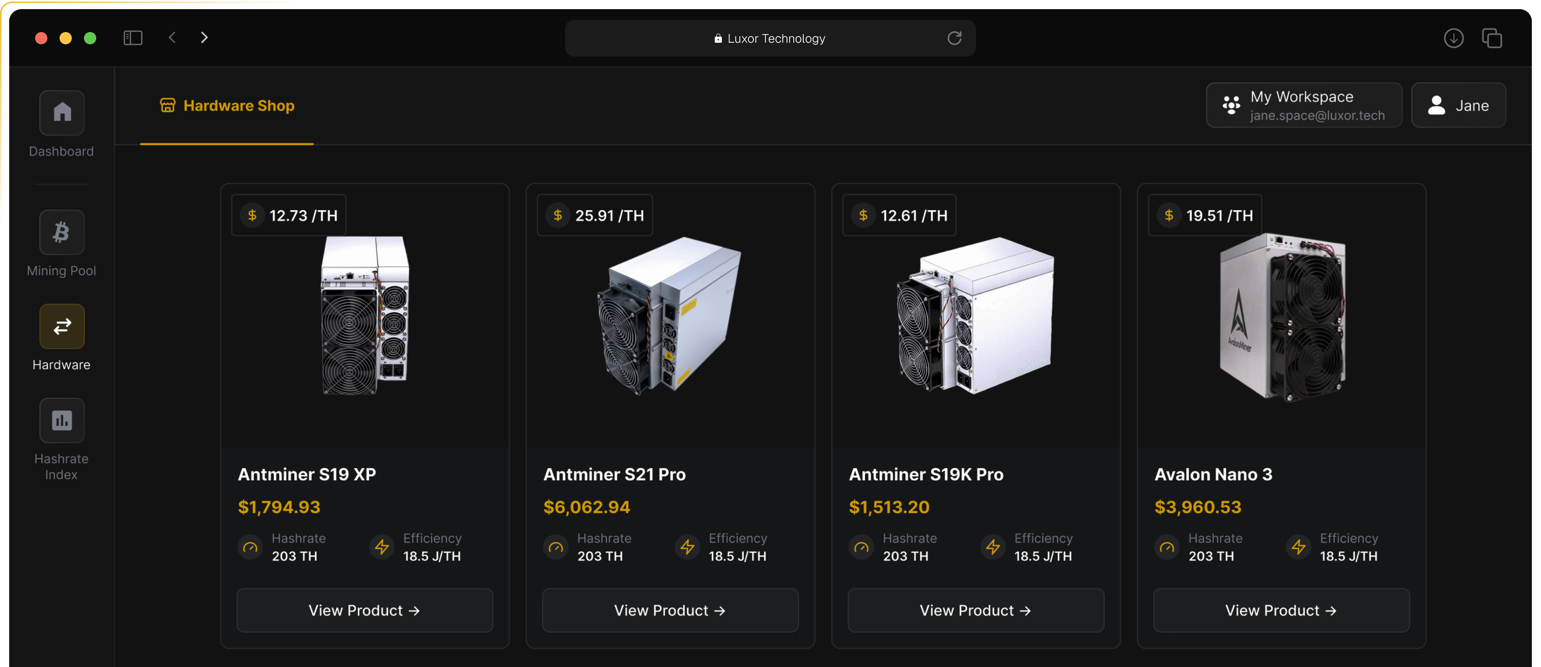 mining pool dashboard