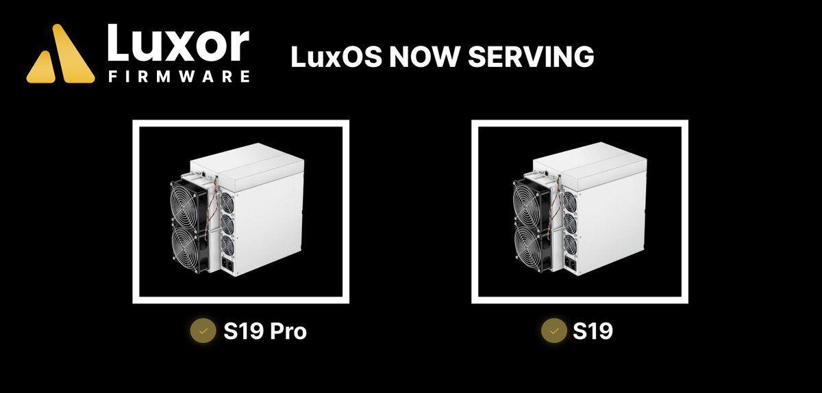 Luxor Antminer Firmware is now compatible with S19 and S19 Pro's logo